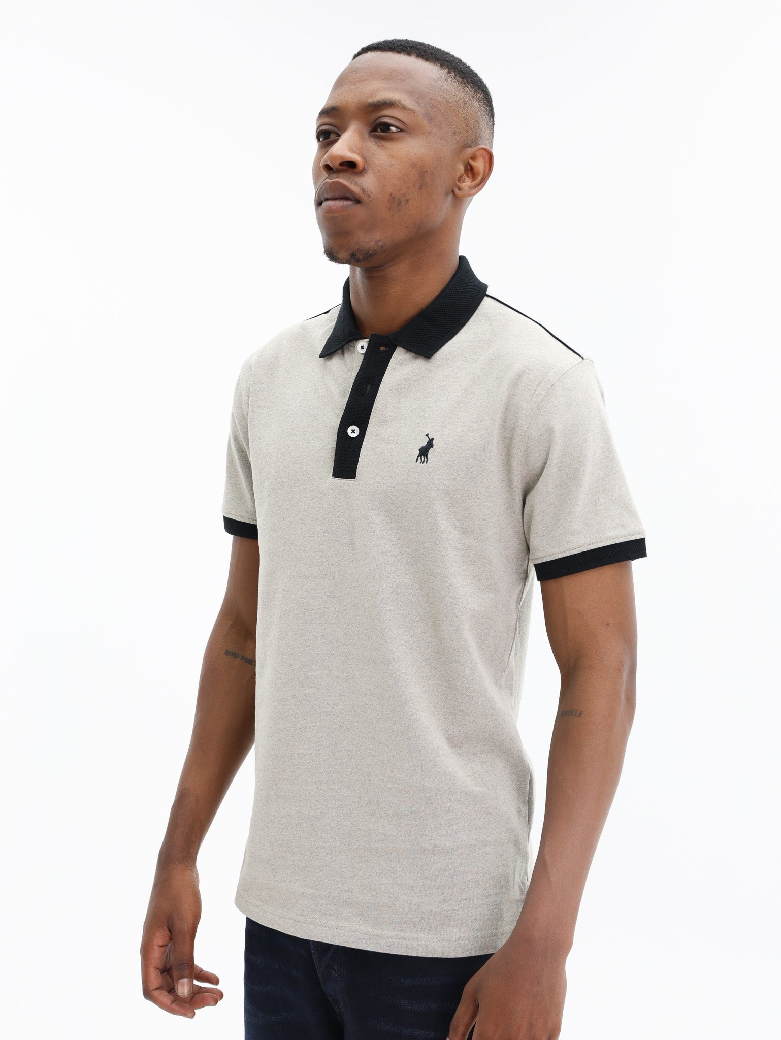 Polo Golfer Contrast Collar Piping Stone